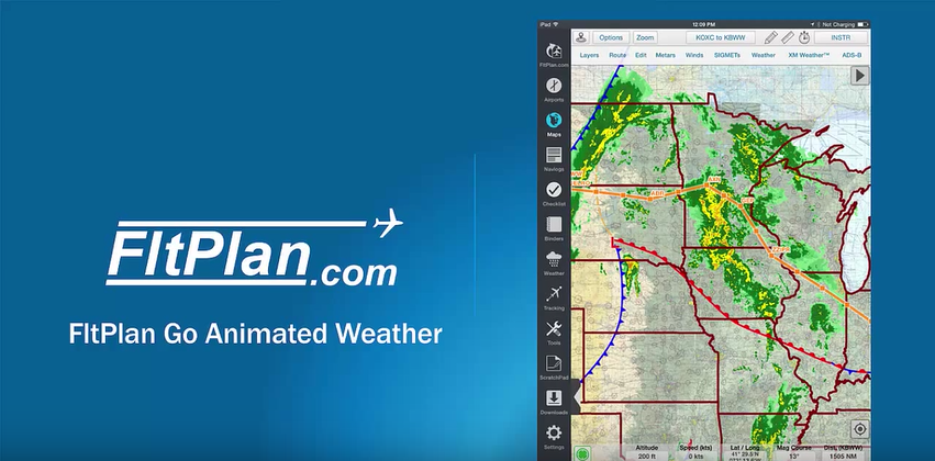 fltplan go instrument approach procedures on map